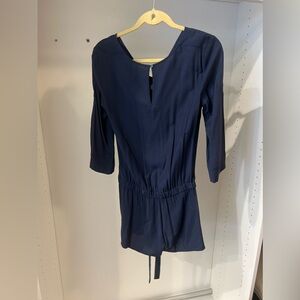 BCBGMaxazria Navy Cowl Neck 3/4 Sleeve Romper